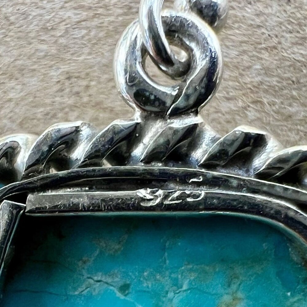 Sundance $228 NEW Kingman Turquoise Sterling Silver Handmade Rectangle Earrings - Picture 6 of 8